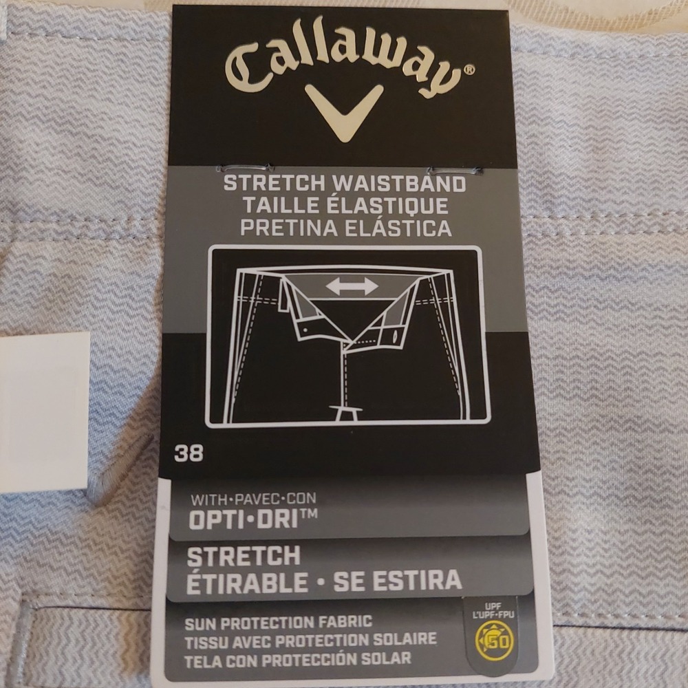 Callaway Golf Mens Opti-Dri Stretch Waist Flat Front Walking Shorts Gray 38 New! - Picture 7 of 12